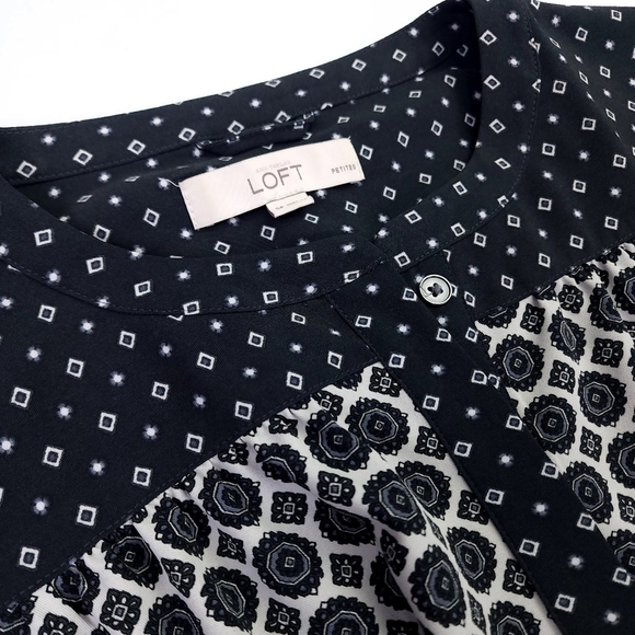 Loft Charcoal Cream Dress  Small Petite - Picture 7 of 13